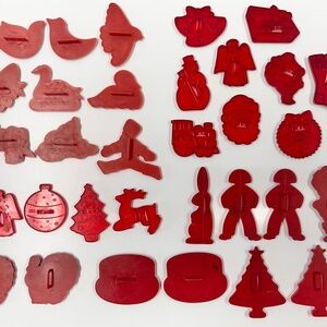 Vintage Red Cookie Cutters HRM Tupperware Chilton Hong Kong Holiday Christmas